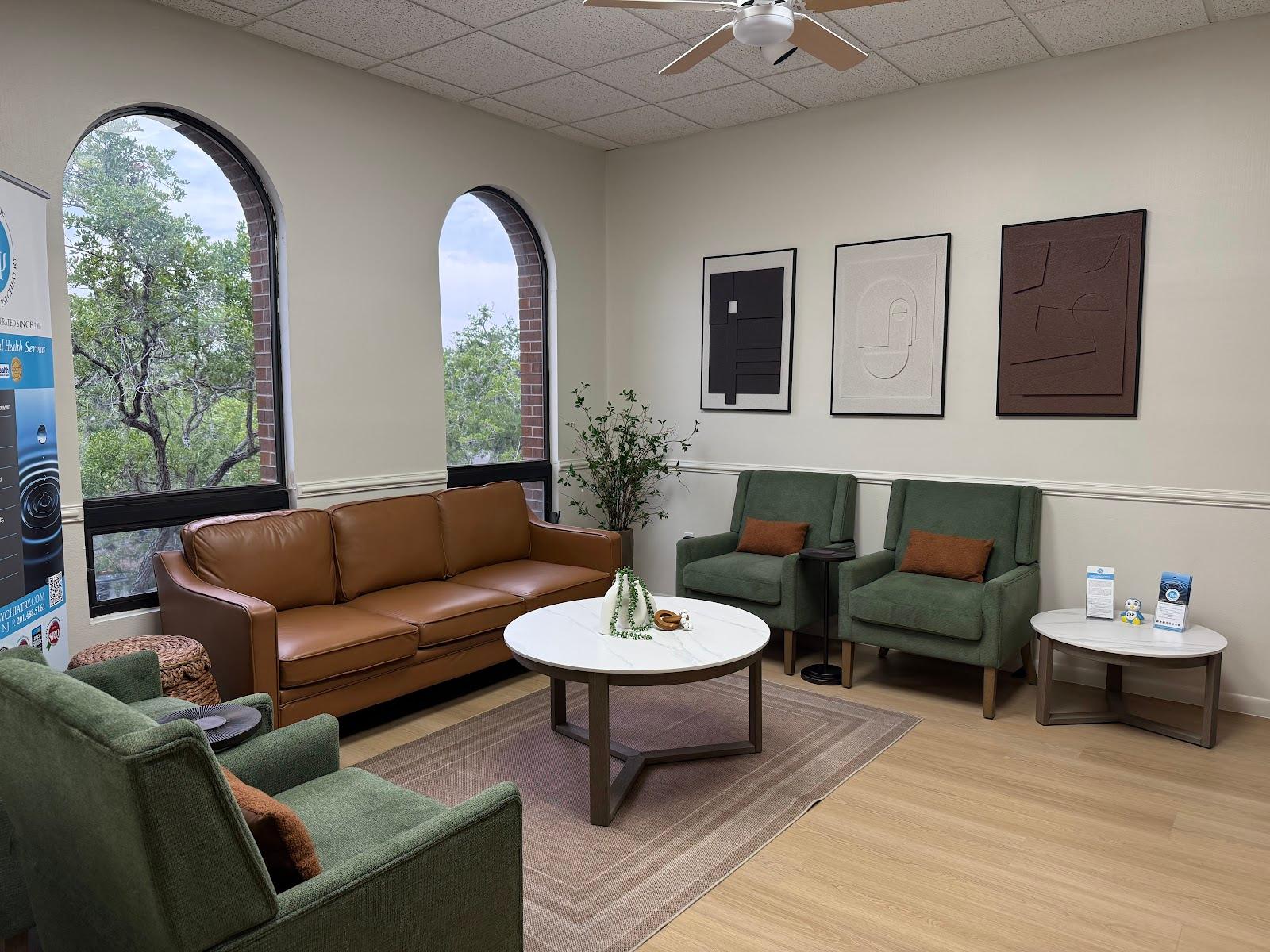 Waiting room at the Center of Revitalizing Psychiatry office in Sarasota, Florida
